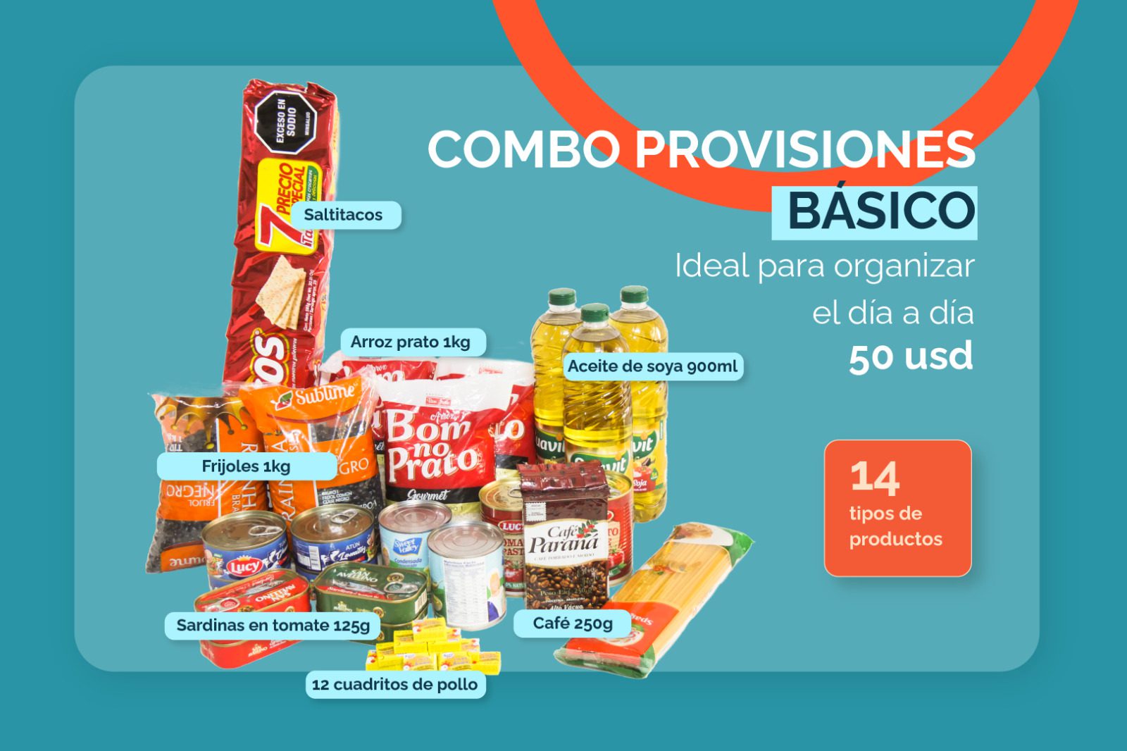 Combo de alimentos básicos y esenciales